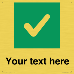 Custom plain background, green square with tick sign